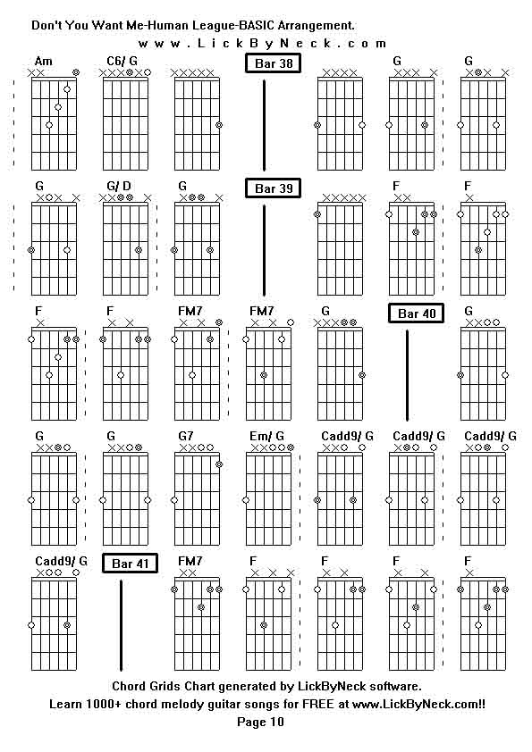 Chord Grids Chart of chord melody fingerstyle guitar song-Don't You Want Me-Human League-BASIC Arrangement,generated by LickByNeck software.